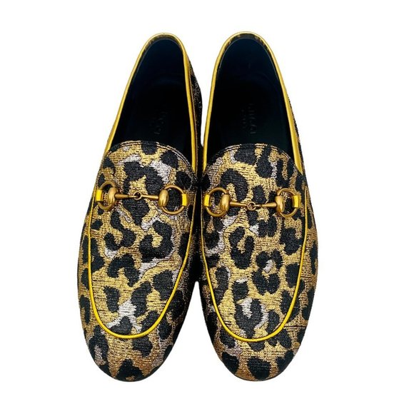 Gucci Jordaan Leopard Print Horsebit Gold Loafers Women's Size 36 + Box Dust bag - Picture 7 of 10